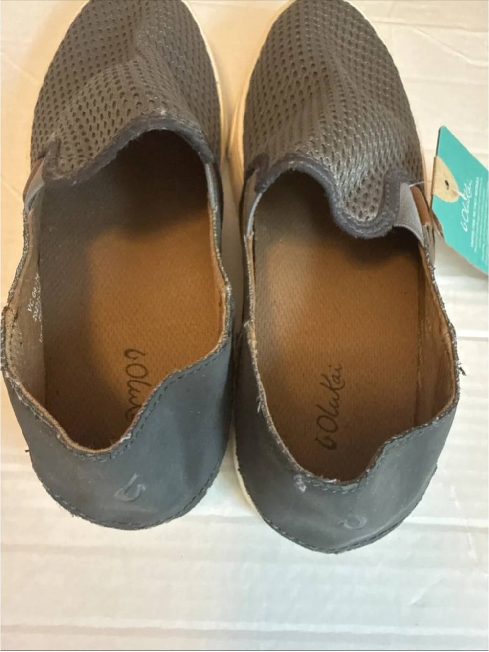 NWT Olukai Pehuea Charcoal Women’s 7.5 Slip On Shoes Comfort Sneakers